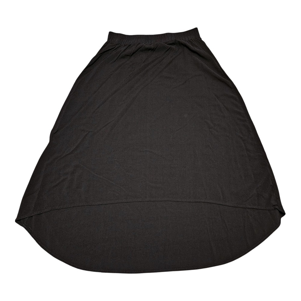 August Silk Skirt Size Small Rayon Pull On Flowy High Low Closet Staple Black